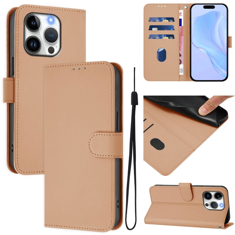 Skin Feel Solid Color Leather Phone Case with Lanyard