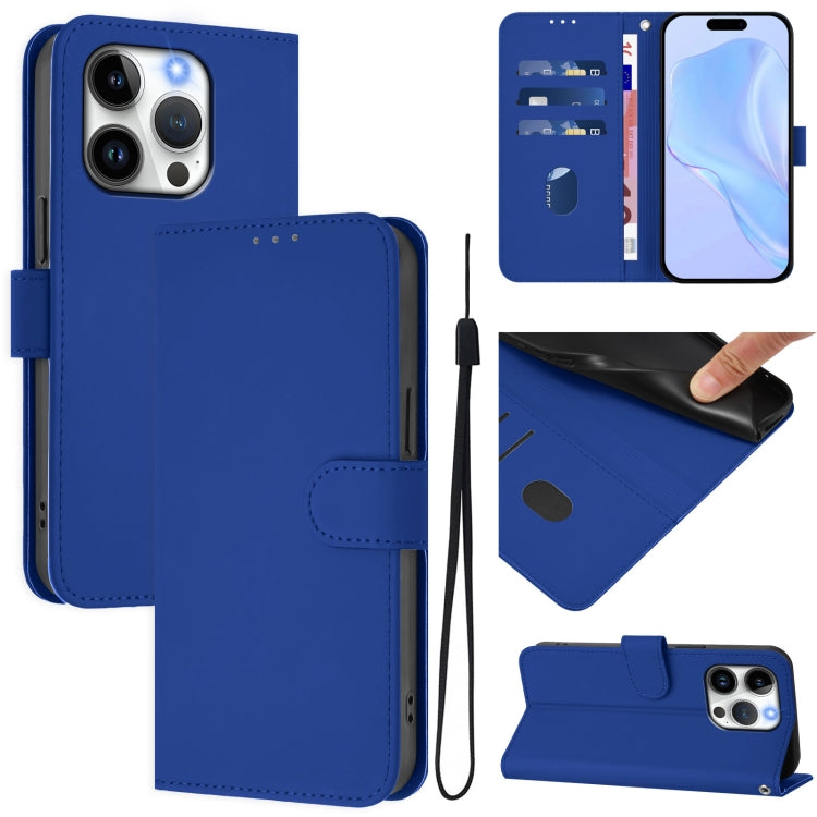 Skin Feel Solid Color Leather Phone Case with Lanyard