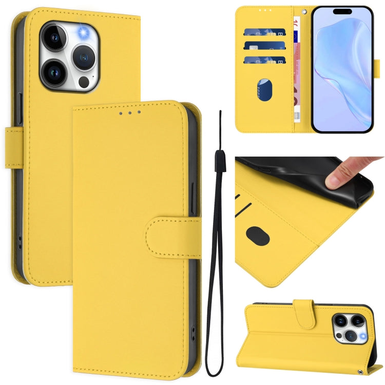 Skin Feel Solid Color Leather Phone Case with Lanyard