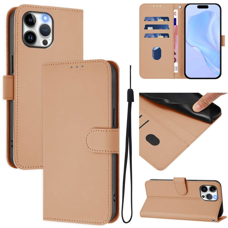 Skin Feel Solid Color Leather Phone Case with Lanyard