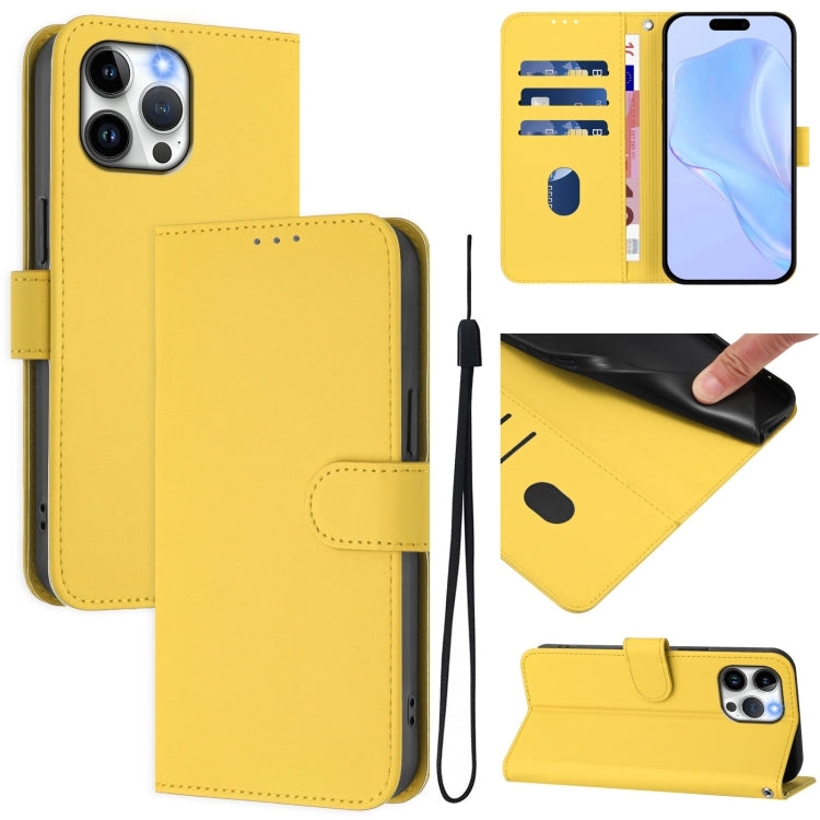 Skin Feel Solid Color Leather Phone Case with Lanyard