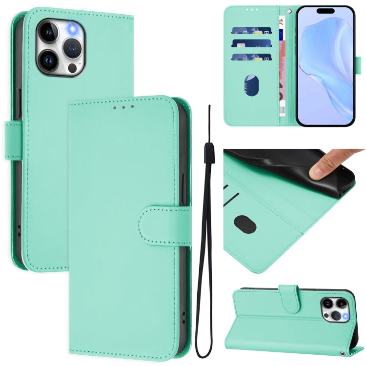 Skin Feel Solid Color Leather Phone Case with Lanyard