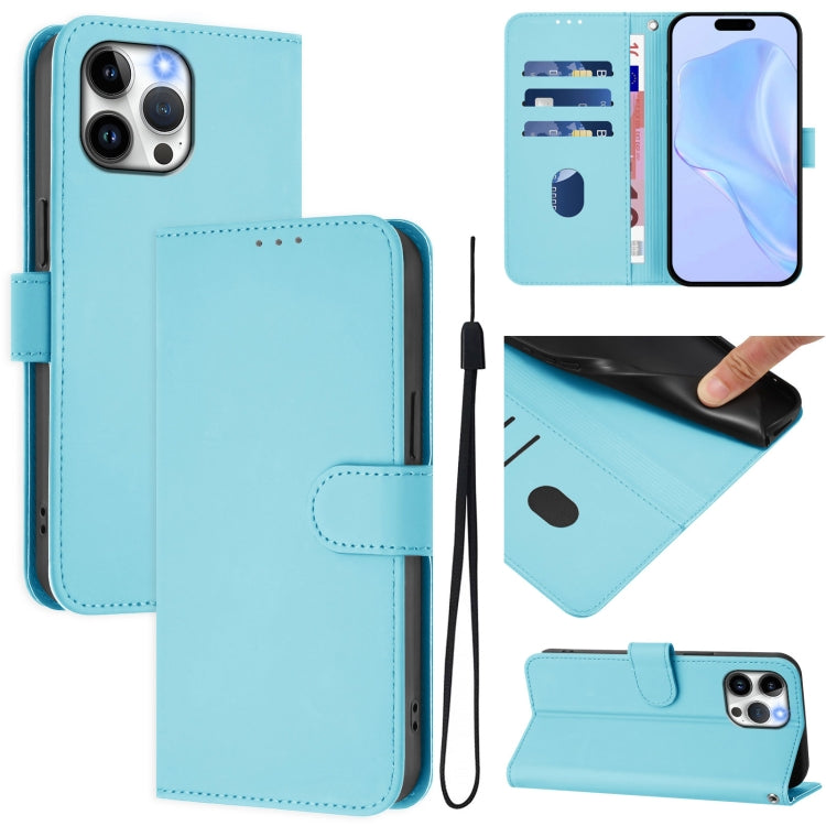 Skin Feel Solid Color Leather Phone Case with Lanyard