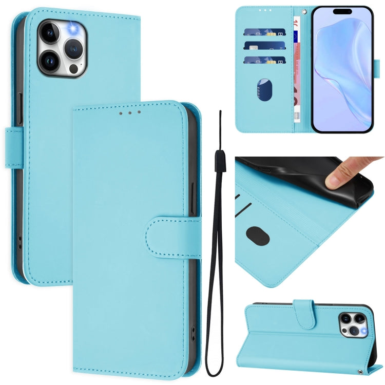 Skin Feel Solid Color Leather Phone Case with Lanyard
