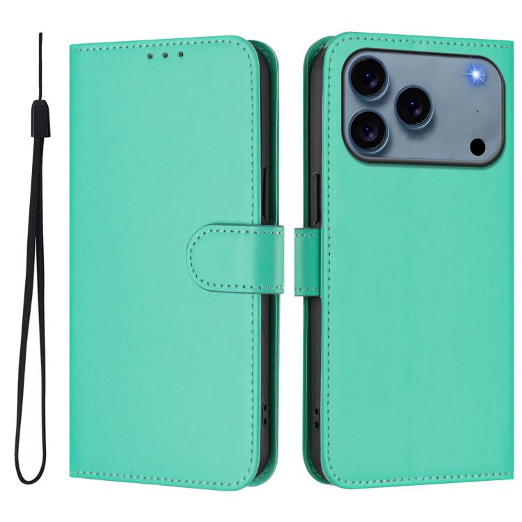 Skin Feel Solid Color Leather Phone Case with Lanyard