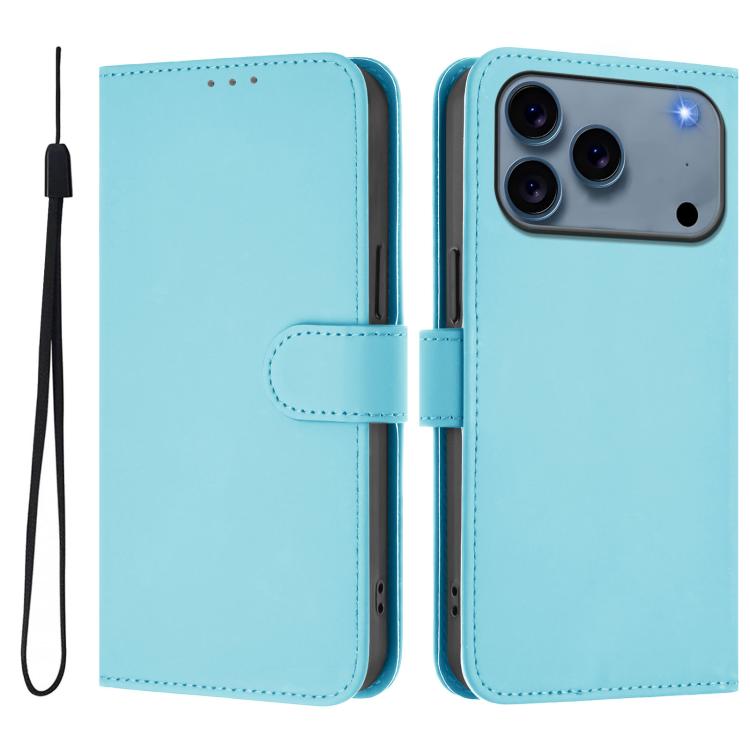 Skin Feel Solid Color Leather Phone Case with Lanyard