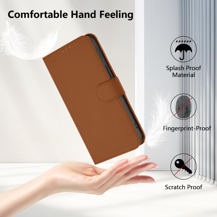Skin Feel Solid Color Leather Phone Case with Lanyard
