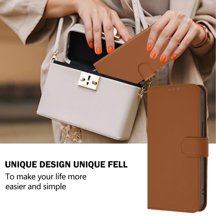 Skin Feel Solid Color Leather Phone Case with Lanyard