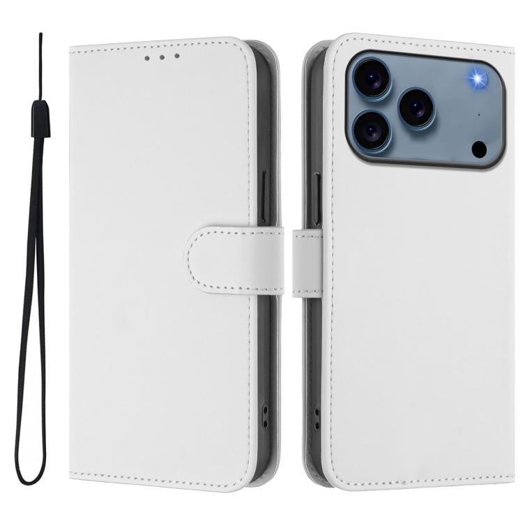 Skin Feel Solid Color Leather Phone Case with Lanyard