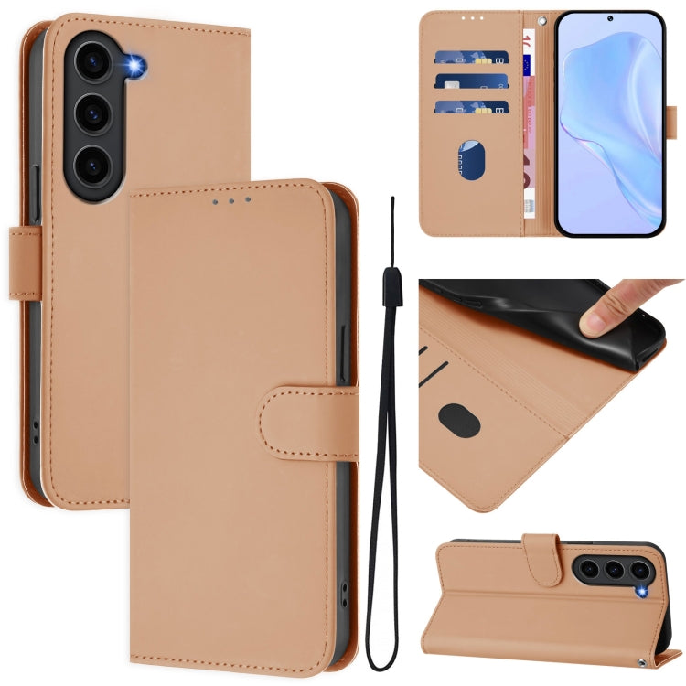 Skin Feel Solid Color Leather Phone Case with Lanyard