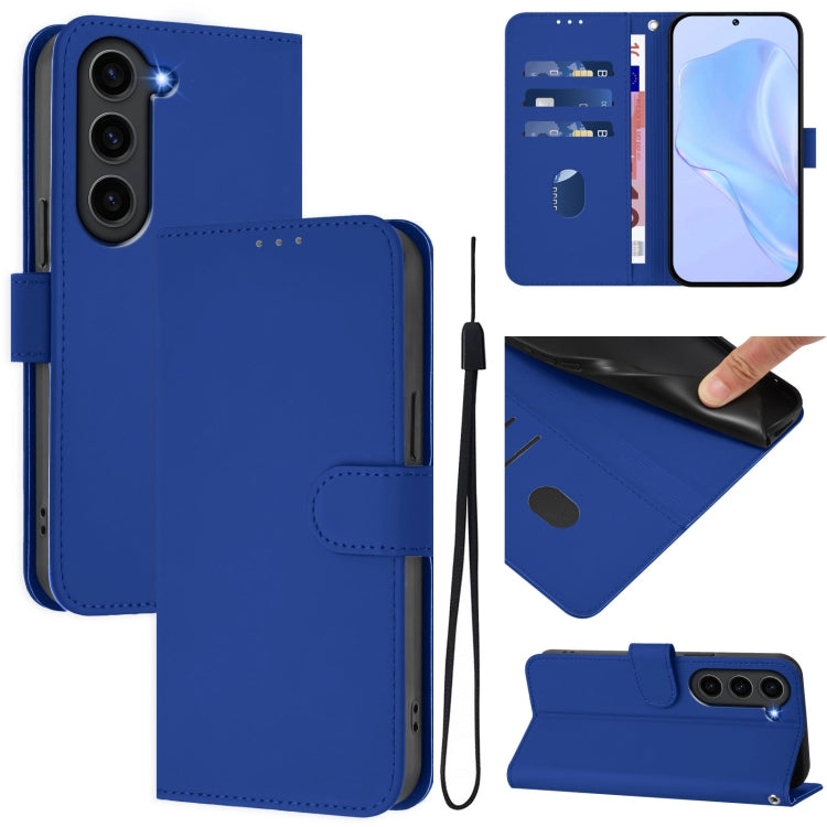 Skin Feel Solid Color Leather Phone Case with Lanyard