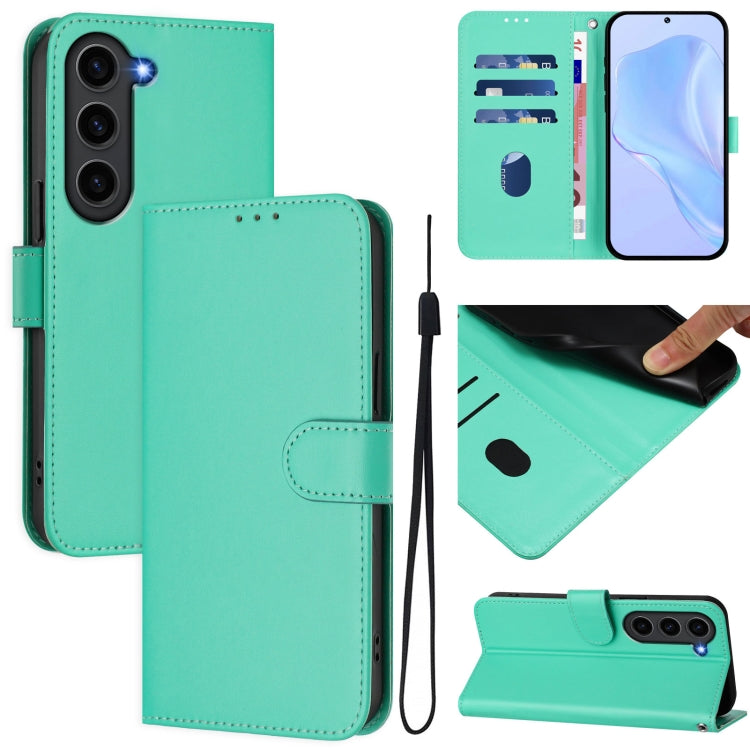 Skin Feel Solid Color Leather Phone Case with Lanyard