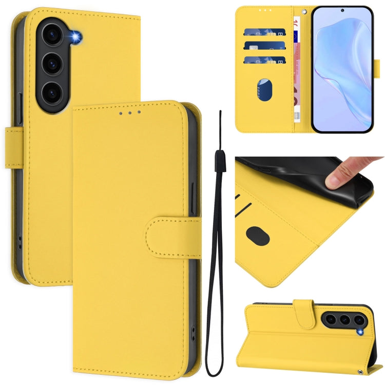 Skin Feel Solid Color Leather Phone Case with Lanyard