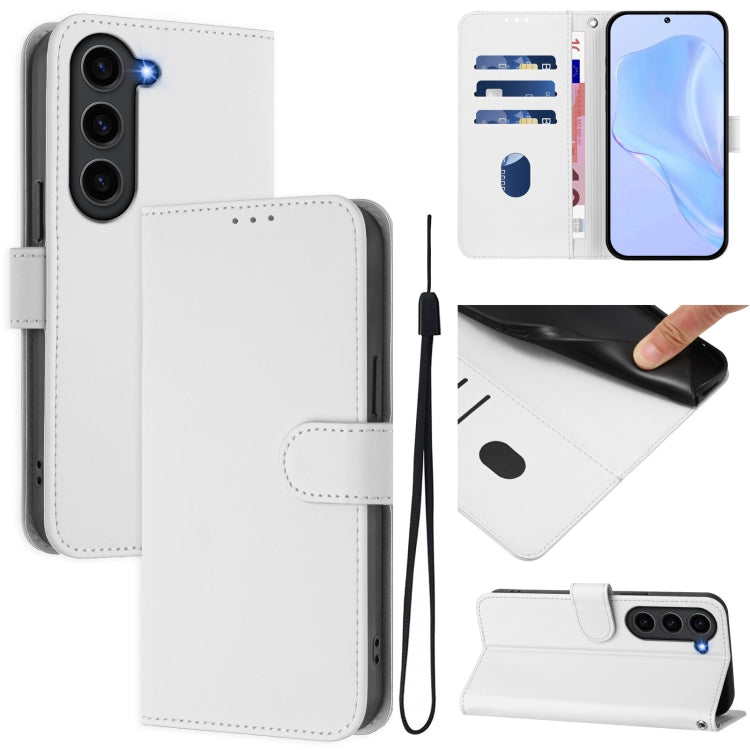 Skin Feel Solid Color Leather Phone Case with Lanyard