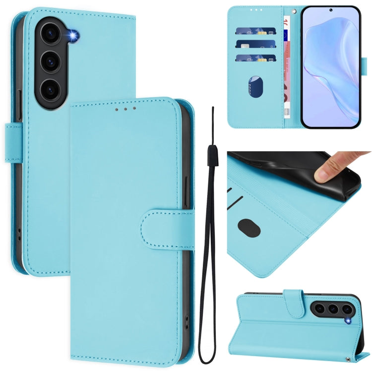 Skin Feel Solid Color Leather Phone Case with Lanyard