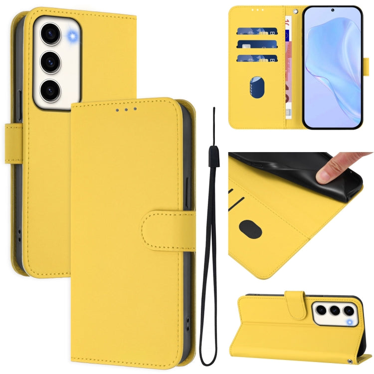 Skin Feel Solid Color Leather Phone Case with Lanyard