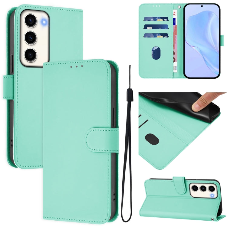 Skin Feel Solid Color Leather Phone Case with Lanyard