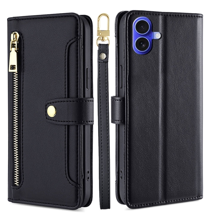 Sheep Texture Cross-body Zipper Wallet Leather Phone Case