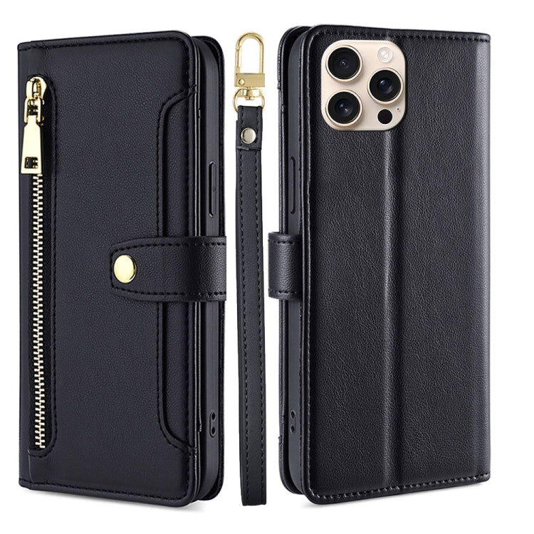 Sheep Texture Cross-body Zipper Wallet Leather Phone Case