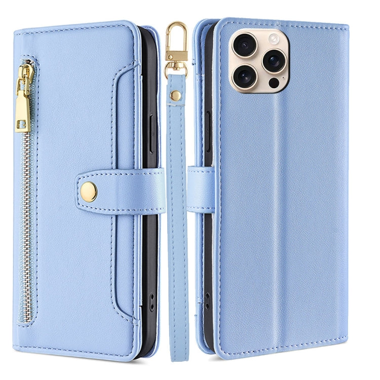 Sheep Texture Cross-body Zipper Wallet Leather Phone Case