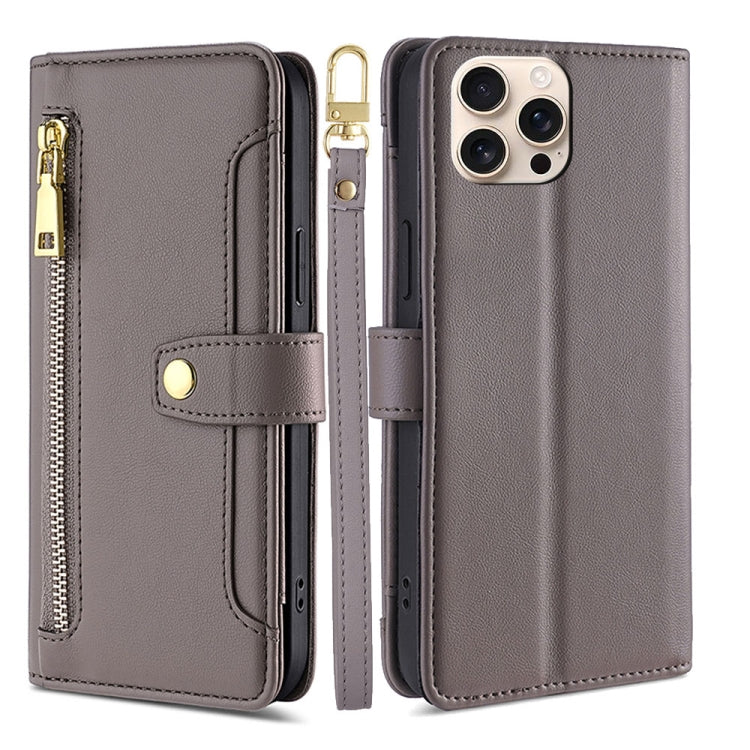 Sheep Texture Cross-body Zipper Wallet Leather Phone Case