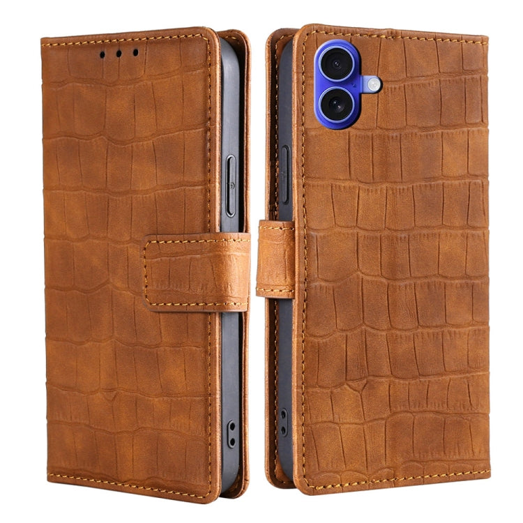 Skin Feel Crocodile Magnetic Clasp Leather Phone Case, For iPhone 16e, For iPhone 16 Pro Max, For iPhone 16 Pro, For iPhone 16 Plus, For iPhone 16