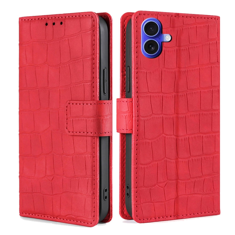 Skin Feel Crocodile Magnetic Clasp Leather Phone Case, For iPhone 16e, For iPhone 16 Pro Max, For iPhone 16 Pro, For iPhone 16 Plus, For iPhone 16