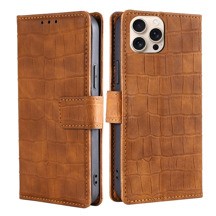 Skin Feel Crocodile Magnetic Clasp Leather Phone Case, For iPhone 16e, For iPhone 16 Pro Max, For iPhone 16 Pro, For iPhone 16 Plus, For iPhone 16