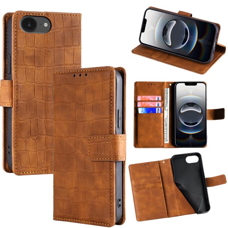 Skin Feel Crocodile Magnetic Clasp Leather Phone Case, For iPhone 16e, For iPhone 16 Pro Max, For iPhone 16 Pro, For iPhone 16 Plus, For iPhone 16
