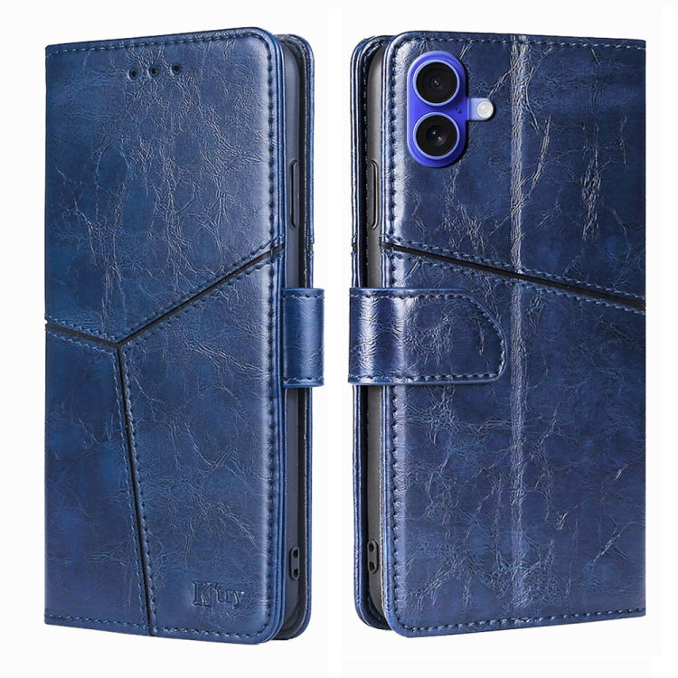 Geometric Stitching Leather Phone Case, For iPhone 16 Pro Max, For iPhone 16 Pro, For iPhone 16 Plus, For iPhone 16