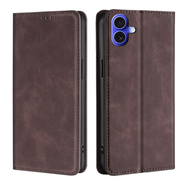 Skin Feel Magnetic Leather Phone Case, For iPhone 16e, For iPhone 16 Pro Max, For iPhone 16 Pro, For iPhone 16 Plus
