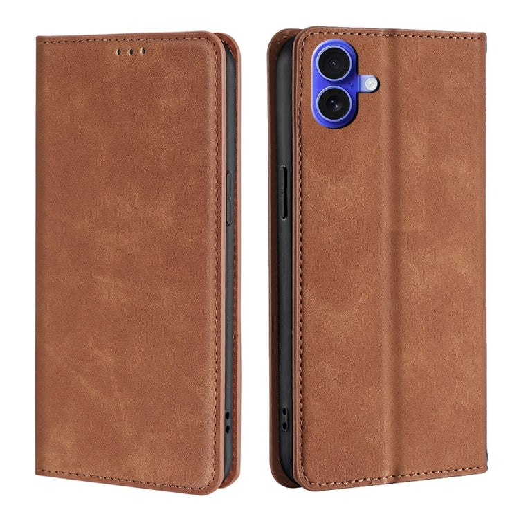 Skin Feel Magnetic Leather Phone Case, For iPhone 16e, For iPhone 16 Pro Max, For iPhone 16 Pro, For iPhone 16 Plus