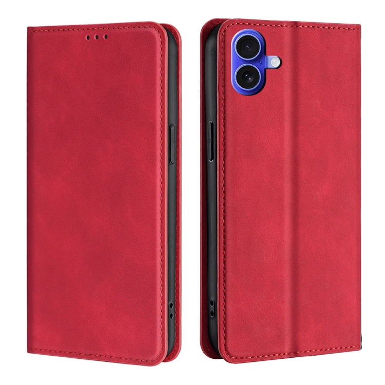 Skin Feel Magnetic Leather Phone Case, For iPhone 16e, For iPhone 16 Pro Max, For iPhone 16 Pro, For iPhone 16 Plus
