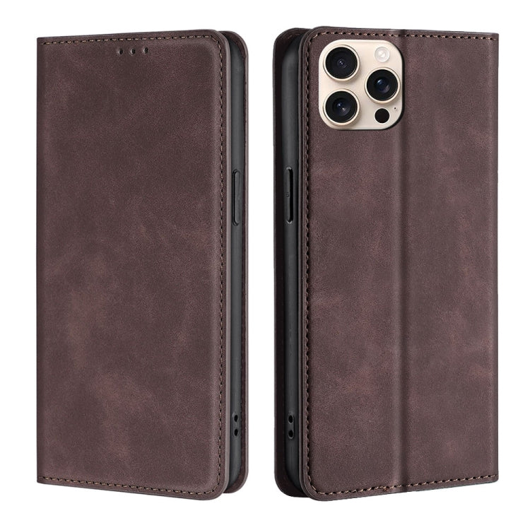 Skin Feel Magnetic Leather Phone Case, For iPhone 16e, For iPhone 16 Pro Max, For iPhone 16 Pro, For iPhone 16 Plus