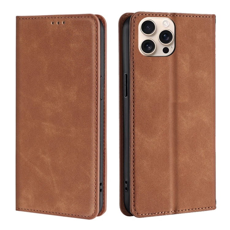 Skin Feel Magnetic Leather Phone Case, For iPhone 16e, For iPhone 16 Pro Max, For iPhone 16 Pro, For iPhone 16 Plus