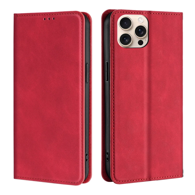 Skin Feel Magnetic Leather Phone Case, For iPhone 16e, For iPhone 16 Pro Max, For iPhone 16 Pro, For iPhone 16 Plus