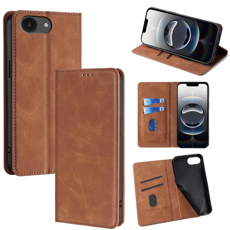 Skin Feel Magnetic Leather Phone Case, For iPhone 16e, For iPhone 16 Pro Max, For iPhone 16 Pro, For iPhone 16 Plus