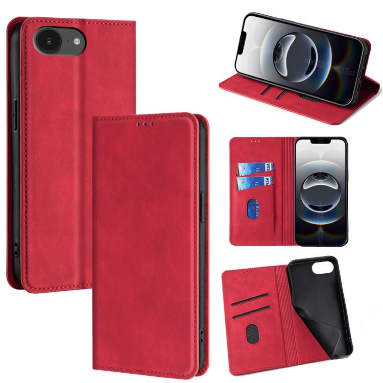 Skin Feel Magnetic Leather Phone Case, For iPhone 16e, For iPhone 16 Pro Max, For iPhone 16 Pro, For iPhone 16 Plus
