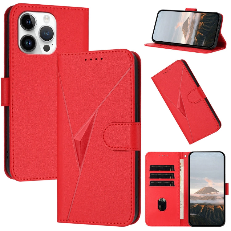 Triangle Pattern Buckle Clasp Leather Phone Case, For iPhone 15 Pro Max, For iPhone 15 Pro, For iPhone 15 Plus