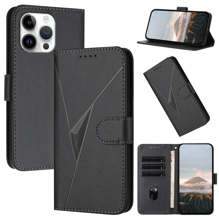 Triangle Pattern Buckle Clasp Leather Phone Case, For iPhone 15 Pro Max, For iPhone 15 Pro, For iPhone 15 Plus