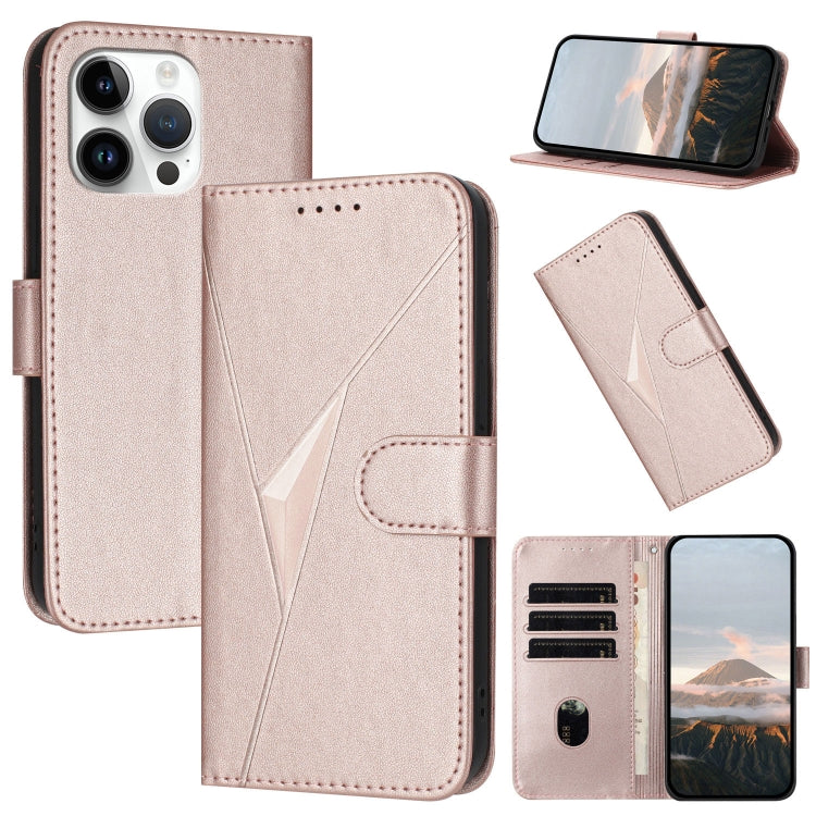Triangle Pattern Buckle Clasp Leather Phone Case, For iPhone 15 Pro Max, For iPhone 15 Pro, For iPhone 15 Plus