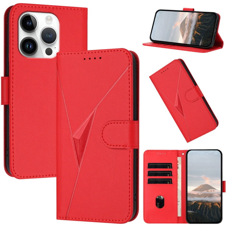 Triangle Pattern Buckle Clasp Leather Phone Case, For iPhone 15 Pro Max, For iPhone 15 Pro, For iPhone 15 Plus