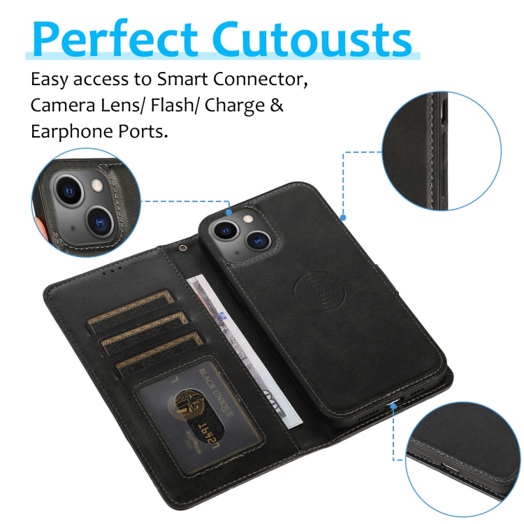 Calf Texture 2 in 1 Detachable Magnetic Back Cover Leather Case, For iPhone 14 Plus, For iPhone 14, For iPhone 14 Pro, For iPhone 14 Pro Max