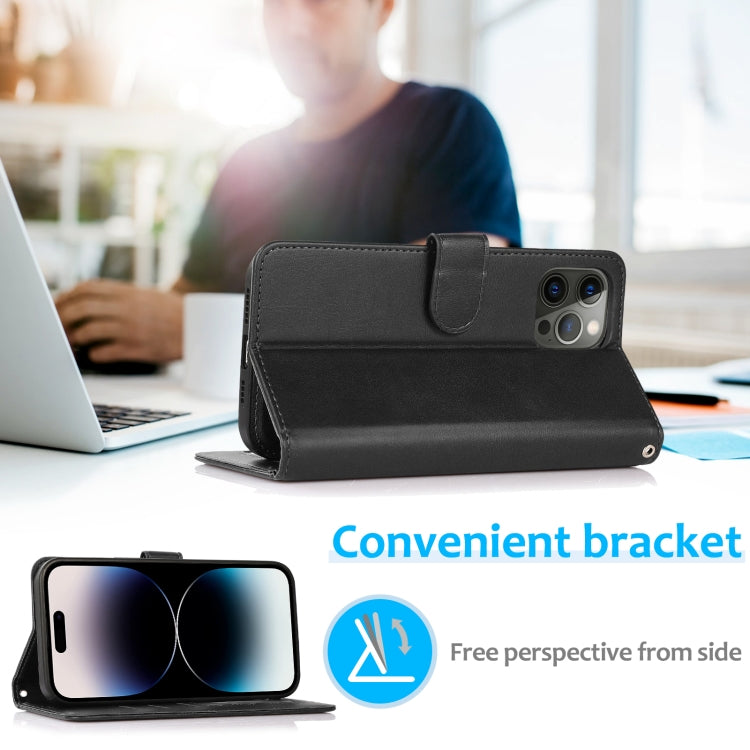 Calf Texture 2 in 1 Detachable Magnetic Back Cover Leather Case, For iPhone 15 Pro Max, For iPhone 15 Pro, For iPhone 15 Plus, For iPhone 15