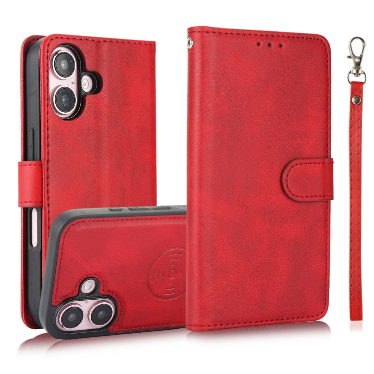 Calf Texture 2 in 1 Detachable Magnetic Back Cover Leather Case, For iPhone 16 Pro Max, For iPhone 16 Pro, For iPhone 16 Plus, For iPhone 16