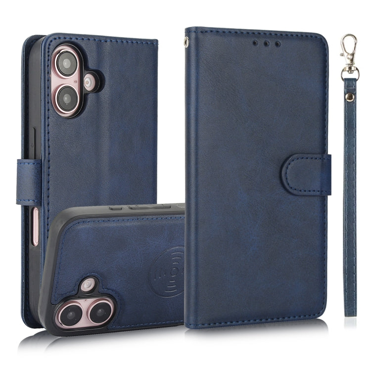 Calf Texture 2 in 1 Detachable Magnetic Back Cover Leather Case, For iPhone 16 Pro Max, For iPhone 16 Pro, For iPhone 16 Plus, For iPhone 16