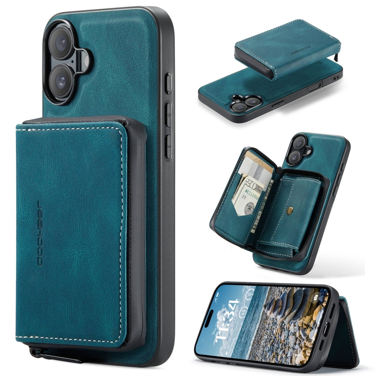 JEEHOOD J02 Magnetic Zipper Horizontal Flip Leather Phone Case, For iPhone 16e, For iPhone 16 Plus, For iPhone 16