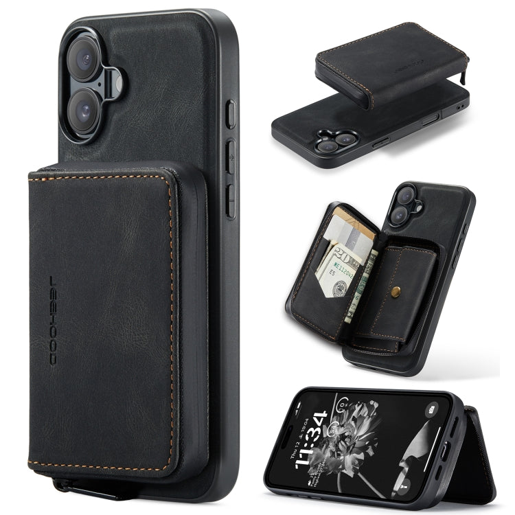JEEHOOD J02 Magnetic Zipper Horizontal Flip Leather Phone Case, For iPhone 16e, For iPhone 16 Plus, For iPhone 16
