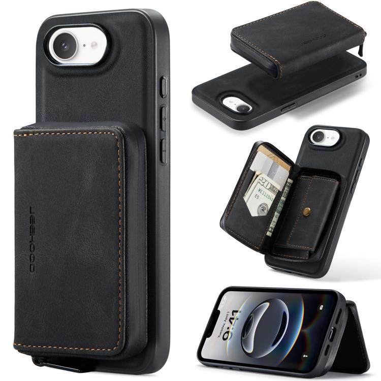 JEEHOOD J02 Magnetic Zipper Horizontal Flip Leather Phone Case, For iPhone 16e, For iPhone 16 Plus, For iPhone 16