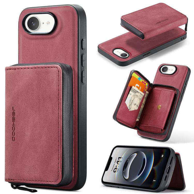 JEEHOOD J02 Magnetic Zipper Horizontal Flip Leather Phone Case, For iPhone 16e, For iPhone 16 Plus, For iPhone 16
